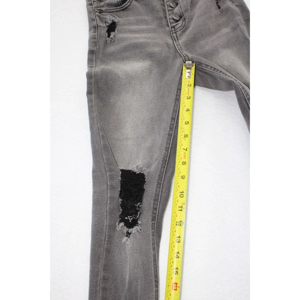 No Boundaries Juniors High Rise Skinny Jeans Size 3 Gray Distressed Stretch